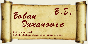 Boban Dumanović vizit kartica
